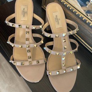 Valentino Rockstud Slide Heeled Sandals